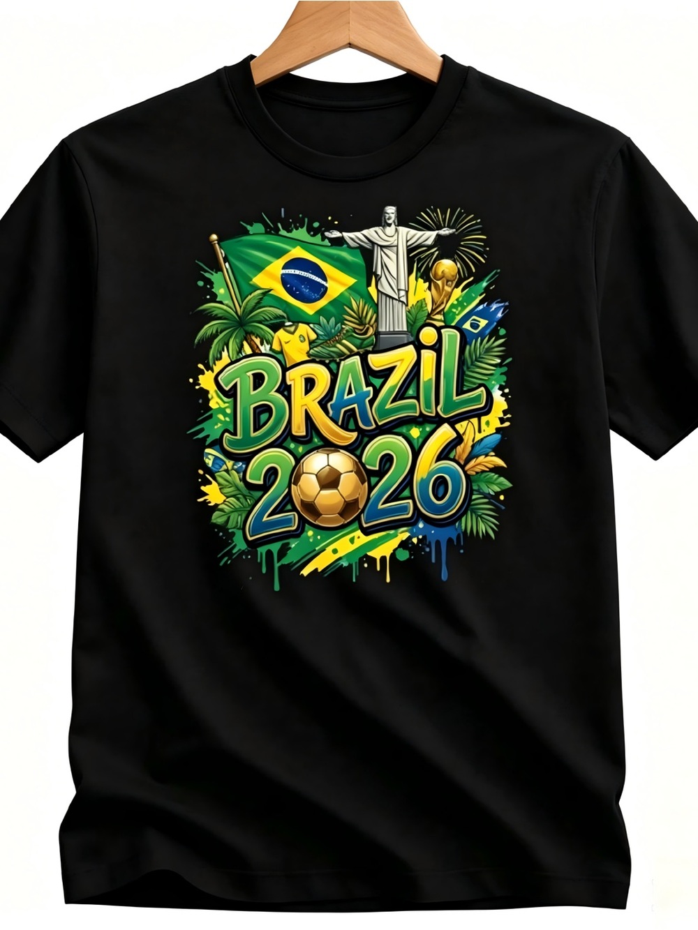 Fifa World Cup 2026 T-Shirt Soccer Graphic Tee USA Football Fan, Brazil 2026